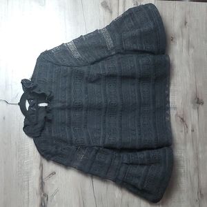 Ina black lace bell sleeve top
